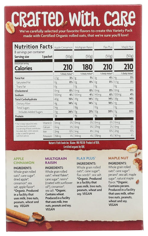 Pack 8-Count (Pack 6) Nature's Path Organic Instant Hot Oatmeal, Variety of Four Flavors, Boxes of by Nature's Path
