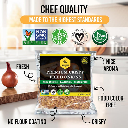 100% 16 oz Crispy Fried Onions | Natural (Non-GMO) | Gluten Free | KETO Friendly | No Sodium | Low Carb | Resealable