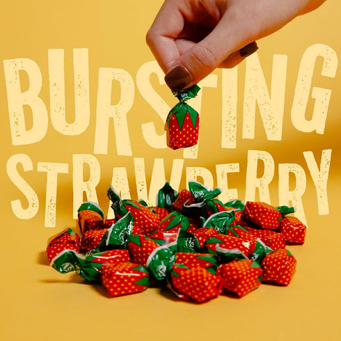 2 lbs Strawberry Hard Candy Individually Wrapped by Cambie, of Strawberry Candy with a Deliciously Sweet Hard Exterior