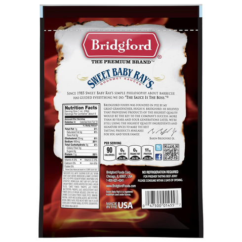 6.2 oz Pack 3 Bridgford Sweet Baby Rays Beef Jerky Sweet N Spicy of - High Protein Sweetened Spicy Beef Jerky for Your