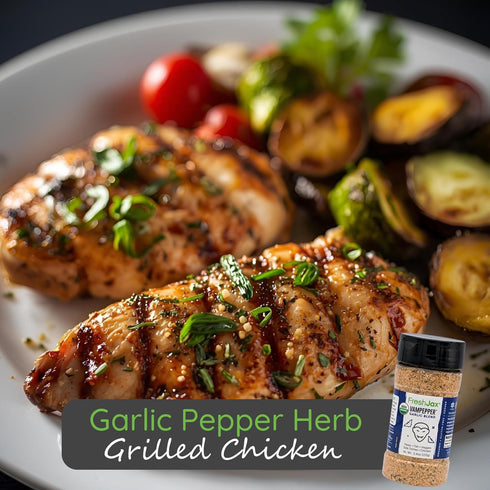 5.2 oz FreshJax Vampepper Organic Garlic Pepper Blend | Burger Seasoning, Fish, Pork Chop, Mashed Potatoes |