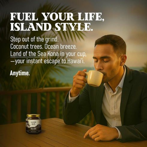 Land of the Sea 100% 1.5oz (1 Pack 22 KONA COFFEE - Premium Freeze Dried Instant Coffee - Low Acid Coffee - Medium
