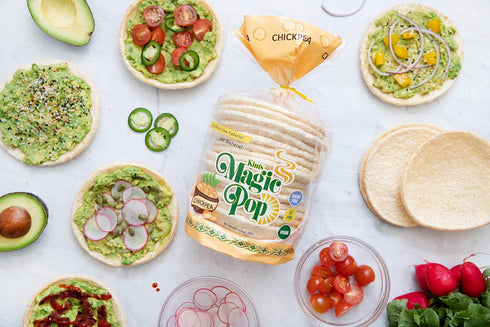 Kim's Magic pop 12 15 Freshly Popped Rice Cakes | Vegan | Chickpea Flavor | Bags | Cakes per Bag | Low Carb, Sugar