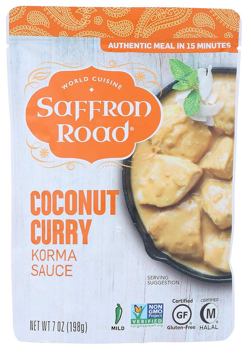 Simmer 7oz Saffron Road Coconut Curry Sauce, - Non-GMO, Gluten Free, Halal, Kosher, Vegetarian