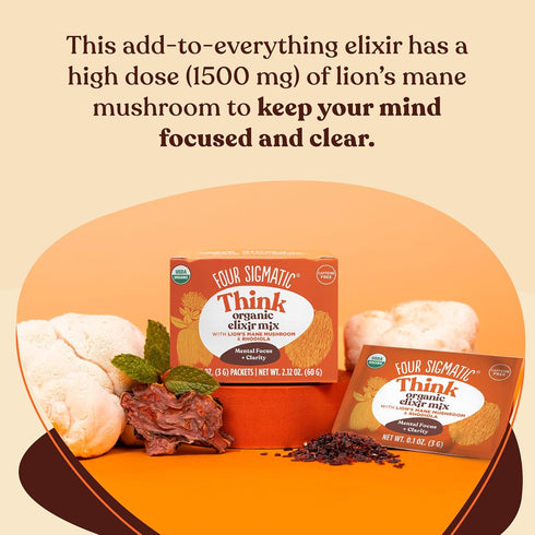 Four Sigmatic Lion's Mane Elixir Mushroom Coffee Alternative | Organic Lion's Mane Mushroom Powder, Rhodiola & Rose