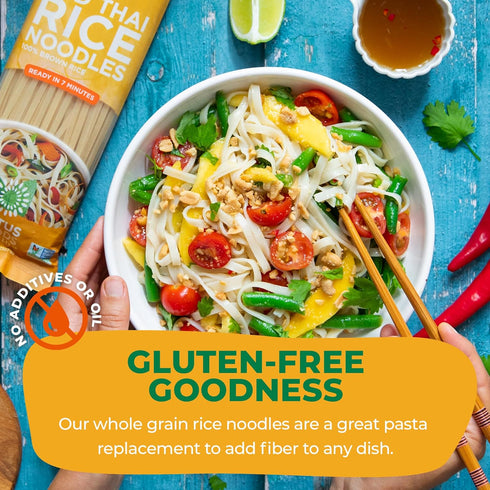 Lotus Foods Organic Brown Rice Pad Thai Noodles - Asian Style Noodles for Stir Fry, Gluten Free, Vegan, Whole Grain,