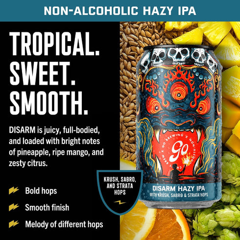 12 Pack (12 oz, 12 Pack) Go Brewing - IPA Mixed - Non Alcoholic Beer - Small Batch Brew - Low Calorie Drink - Featuring