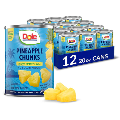 Dole Pineapple Chunks in 100% Pineapple Juice with No Sugar Added -