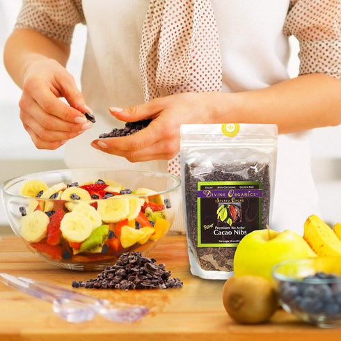 (16oz) Divine Organics Raw Cacao/Cocoa Nibs - Certified Organic - Premium Rio Arriba - Smoothies, Baking, Snacks
