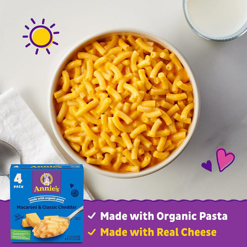 Annie's Macaroni and Cheese Dinner, Classic Mild Cheddar, 4ct, 24 oz.