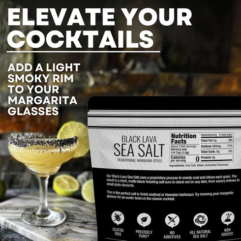 5 lb Black Lava Hawaiian Sea Salt Infused with Activated Charcoal Hawaiian-Style Black Salt for Seasoning, Grilling