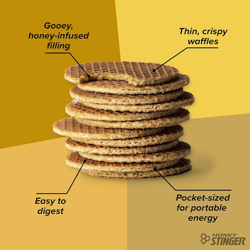 Honey Stinger Organic Honey Waffle, Energy Stroopwafel, Sports Nutrition, Box of 16 Waffles, 16.96 Ounce