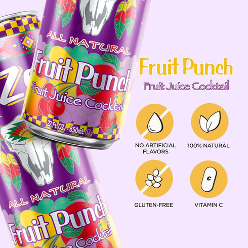 22 Oz (Pack 12) AriZona Fruit Punch, Fruit Juice Cocktail - Big Can, Fl