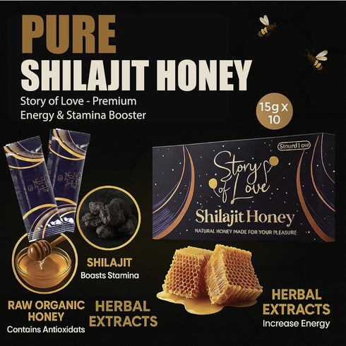 Generic Pack 12 10 Organic Shilajit Honey Made With Natural Royal Jelly and Mixed Herbals- of Sachets Each Grams