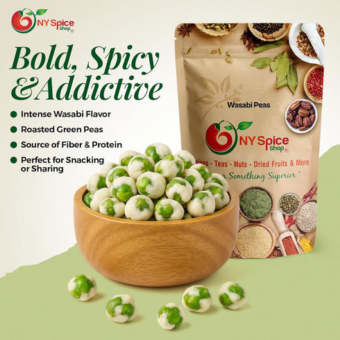 3 NY Spice Shop Hot Wasabi Peas Bulk - Pound Crunchy Wasabi Pea Mix - Delicious Wasabi Green Peas - Hot Green Peas