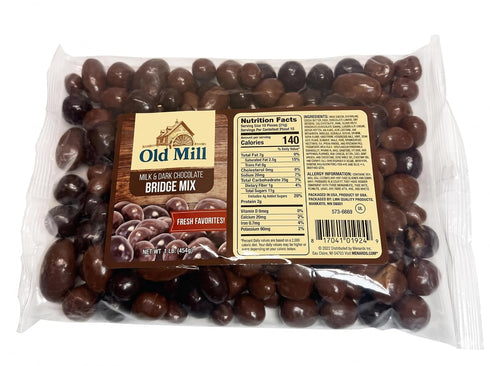 Generic 16 oz's Chocolate Bridge Mix Candy, Assorted Milk & Dark Chocolate Covered Nuts & Fruit, Old Mill