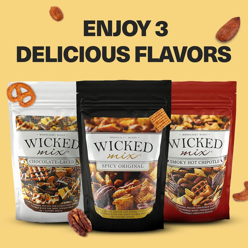 Packs Pack 3) Wicked Mix Snack Mix with Mixed Nuts - Sweet and Salty Snacks Trail Mix Snack with Almonds, Cashews