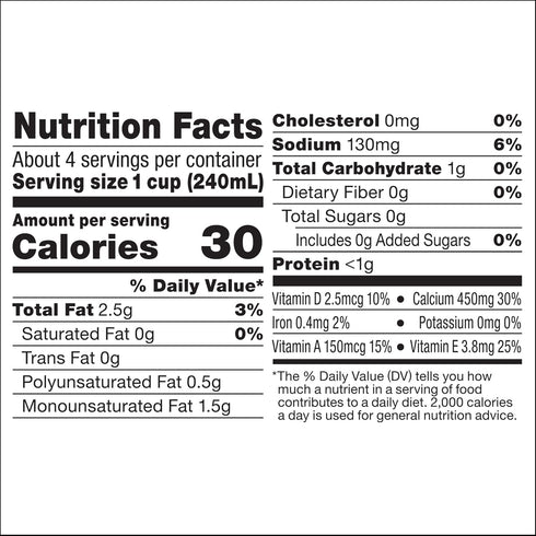SO DELICIOUS 1 Dairy Free Shelf-Stable Almond Milk, Unsweetened, Vegan, Non-GMO Project Verified, Quart