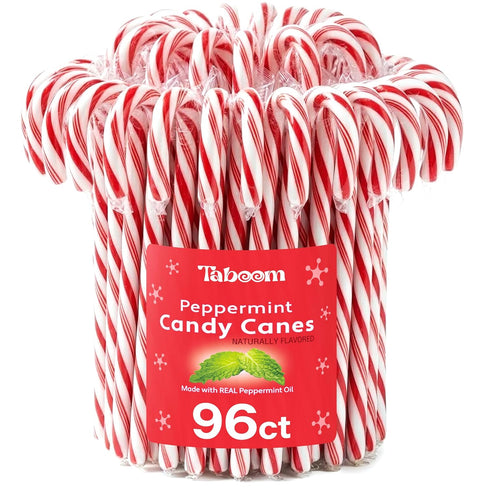 Bulk Peppermint Candy Canes 96 Count Box - Individually Wrapped Classic Red
