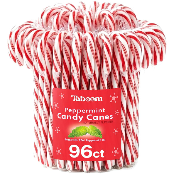Bulk Peppermint Candy Canes 96 Count Box - Individually Wrapped Classic Red