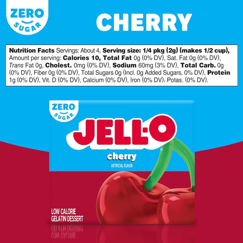 Jell-O SugarFree Gelatin Dessert Black Cherry, 0.3 oz. (Pack of 4)