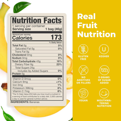(5 Pack) 100% 1.6 oz Balance of Nature Freeze-Dried Bananas Real Fruit, Crunchy Banana Slices, Healthy Snack