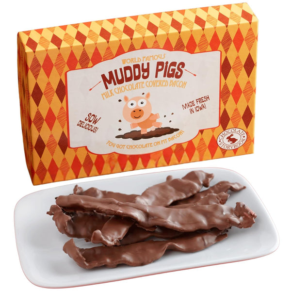 "Muddy Pigs" Chocolate Covered Bacon Strips - 6 Hickory Smoked Bacon Strips