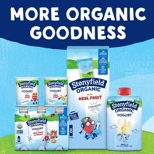 Stonyfield Organic 3.5 oz., Kids Vanilla Whole Milk Yogurt Pouch, Single Serving Snack