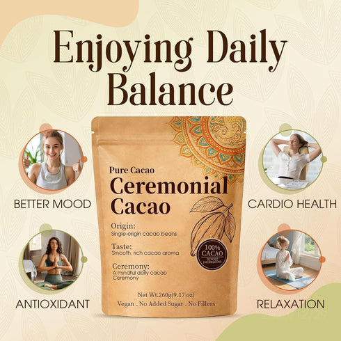 DoseOfQuiet Energy(1) Ceremonial Cacao, Organic Cacao Powder, High Flavanol Cocoa Powder with Natural Theobromine