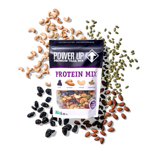 Packed 14oz, Power Up Premium Trail Mix - Protein No Added Sugar, Made Without Peanuts, Gluten Free, Vegan, Non-GMO