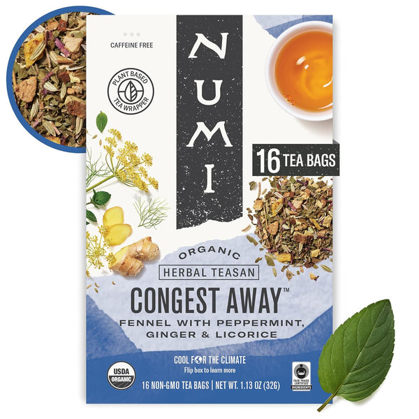 Numi Organic Congest Away Herbal Tea 16 Herbal Tea Bags Caffeine Free