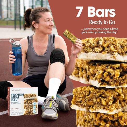 15g 20 (7ct) WonderSlim Meal Replacement Protein Bar, Cinnamon, Protein, Vitamins & Minerals, Gluten Free