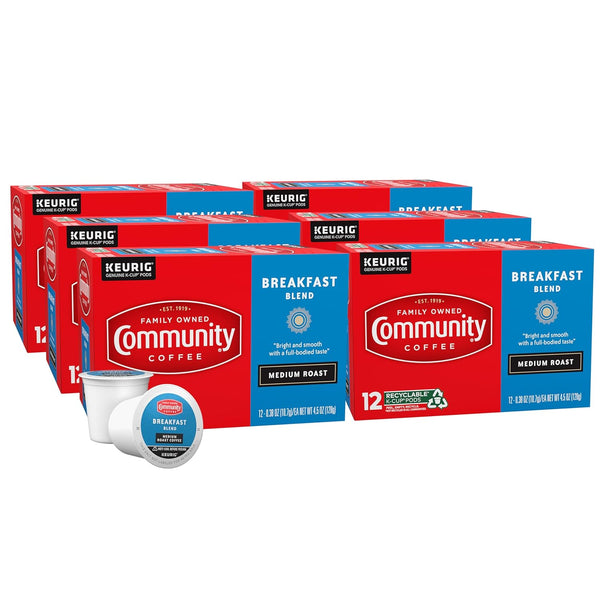 Community Coffee Breakfast Blend 72 Count Coffee Pods, Medium Roast, Compatible with