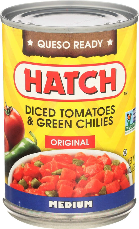 Hatch Farms Hatch Tomatoes Diced with Green Chilies, Medium, 10-Ounce (Pack of 12)