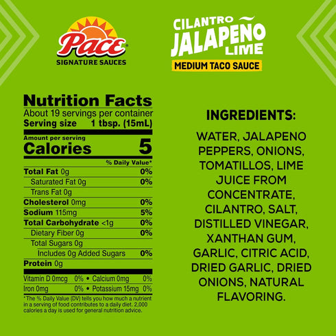 10.4 oz (8 Pack) Pace Cilantro Jalapeno Lime Signature Sauce