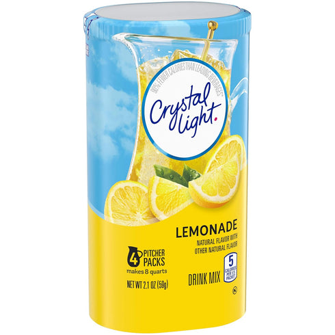(4 Packets) Crystal Light Sugar-Free Lemonade Drink Mix Pitcher