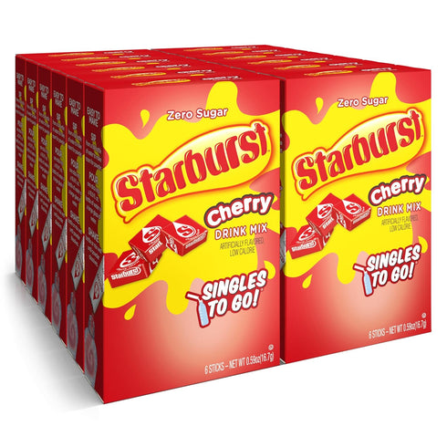 Starburst Singles To Go Powdered Drink Mix, 12 Boxes with 6 Packets Each, 72 Total Servings (Sugar Free, Cherry)