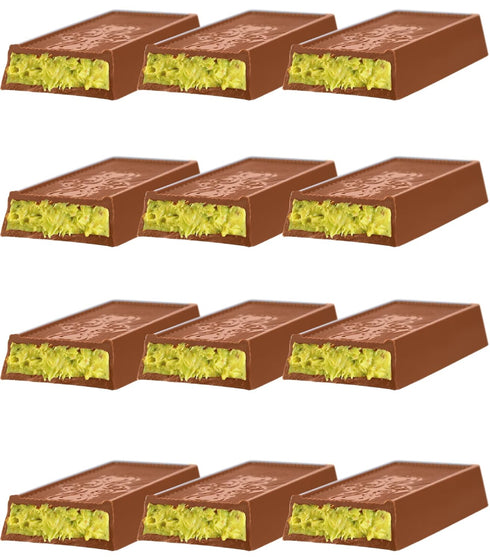 12 Pack 1.05 oz 12.06 oz (360g) Mini Dubai Chocolate Bar Pistachio | x | Milk Chocolate Filled with Pistachio Cream