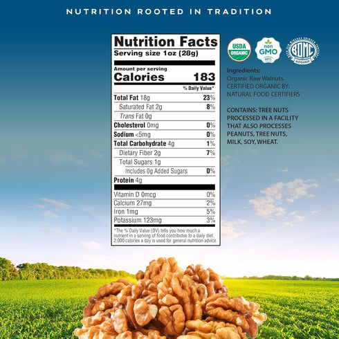 (32 Oz 2 LB) Packed CROP BY POP - Organic Raw Walnuts Halves & Pieces - Fresh in Resealable Bag - USDA Organic, Non GMO