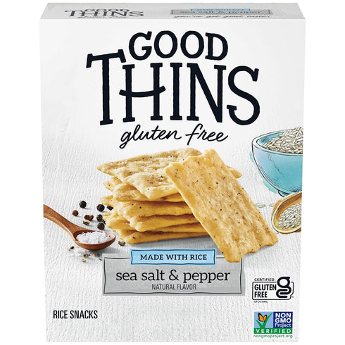 GOOD THINS Sea Salt & Pepper Rice Snacks, Gluten Free Crackers, 3.5 oz