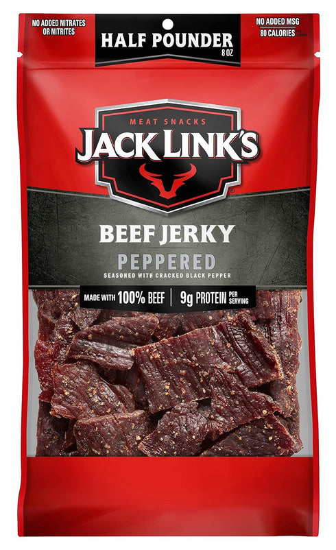Jack Link's Beef Jerky, Peppered, Half Pounder Large Jerky Bag - Flavorful