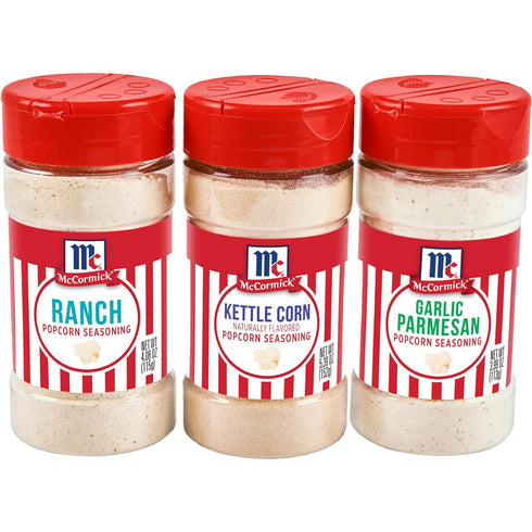 McCormick Popcorn Seasoning Variety Pack, Garlic Parmesan, Ranch & Kettle Corn, 13.46 oz
