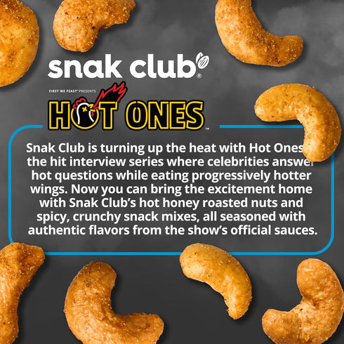 6 oz Snak Club x Hot Ones Honey Roasted Cashews, Smoky Sweet, Spicy Nuts, Inspired by Hot Ones, Vegan Snack, Resealable