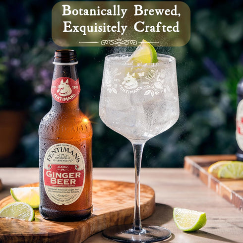 9.3 Oz (Pack 4) Fentimans Sparkling Ginger Beer - Ginger Ale, Ginger Beer Non Alcoholic, Craft Soda with Herbal