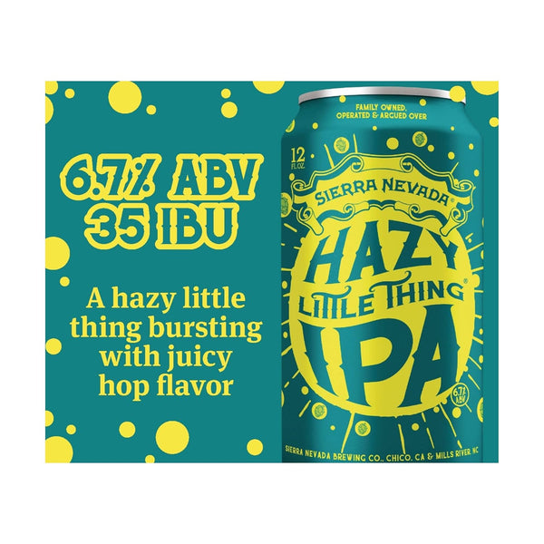 SIERRA NEVADA 6 12 oz 6.7% Hazy Little Thing Unfiltered, pk, cans, ABV