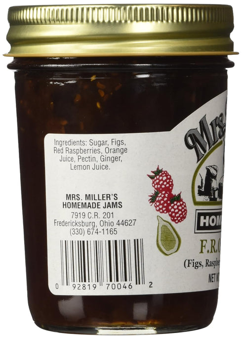 Mrs. Miller's 8 oz/226g Pack 2 Amish Homemade F.R.O.G. Jam (Figs, Raspberry, Orange & Ginger) - of (Boxed)