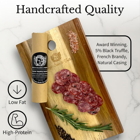 6.5 oz Angel's Salumi Black Truffle Salami Gourmet Artisanal Charcuterie Humanely Raised Pork, Antibiotic