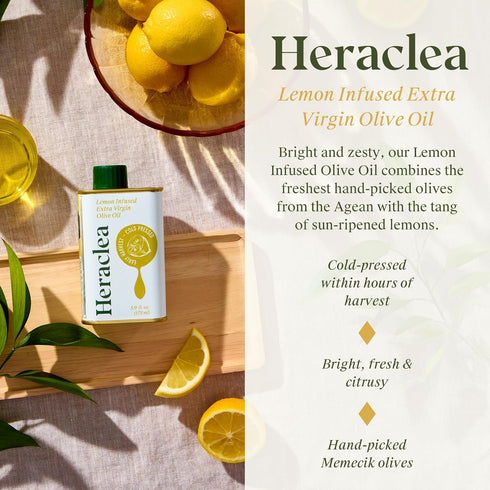 5.9oz Heraclea - Lemon Infused - Extra Virgin Olive Oil - Organic Olive Oil - Extra Virgin - Cold Pressed - Polyphenol