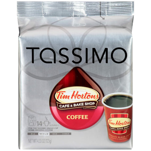 Tassimo Tim Hortons Cafe & Bake Shop Medium Roast Coffee T-Discs for Single Cup Brewing Systems (14 ct Pack)