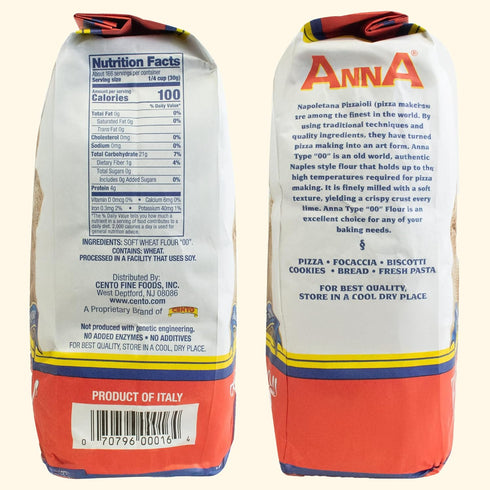 00 11 Lbs., Cento Anna Tipo Flour, Extra Fine, Unbleached, Soft Wheat Flour, Perfect for Pizza Crust, Pasta & Bread